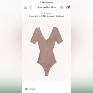 🤎Abercrombie & Fitch Taupe V-Neck Sweater Bodysuit 🤎